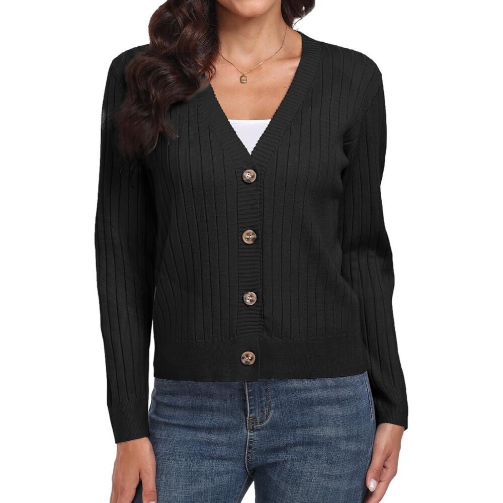 Women's Knit Long Sleeve Cardigan V Neck Button Down Fall Winter Casual
